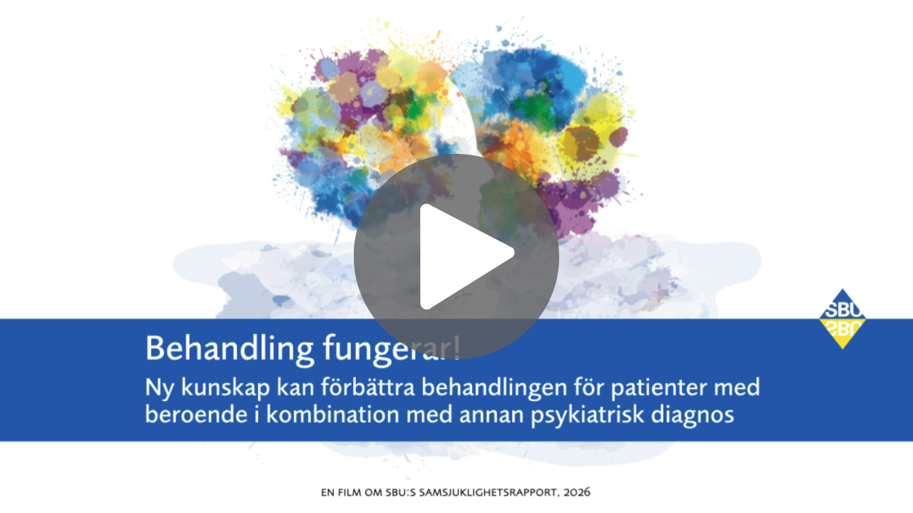 Ett ansikte med flera färgklickar runt om. Texten "Behandling fungerar!"